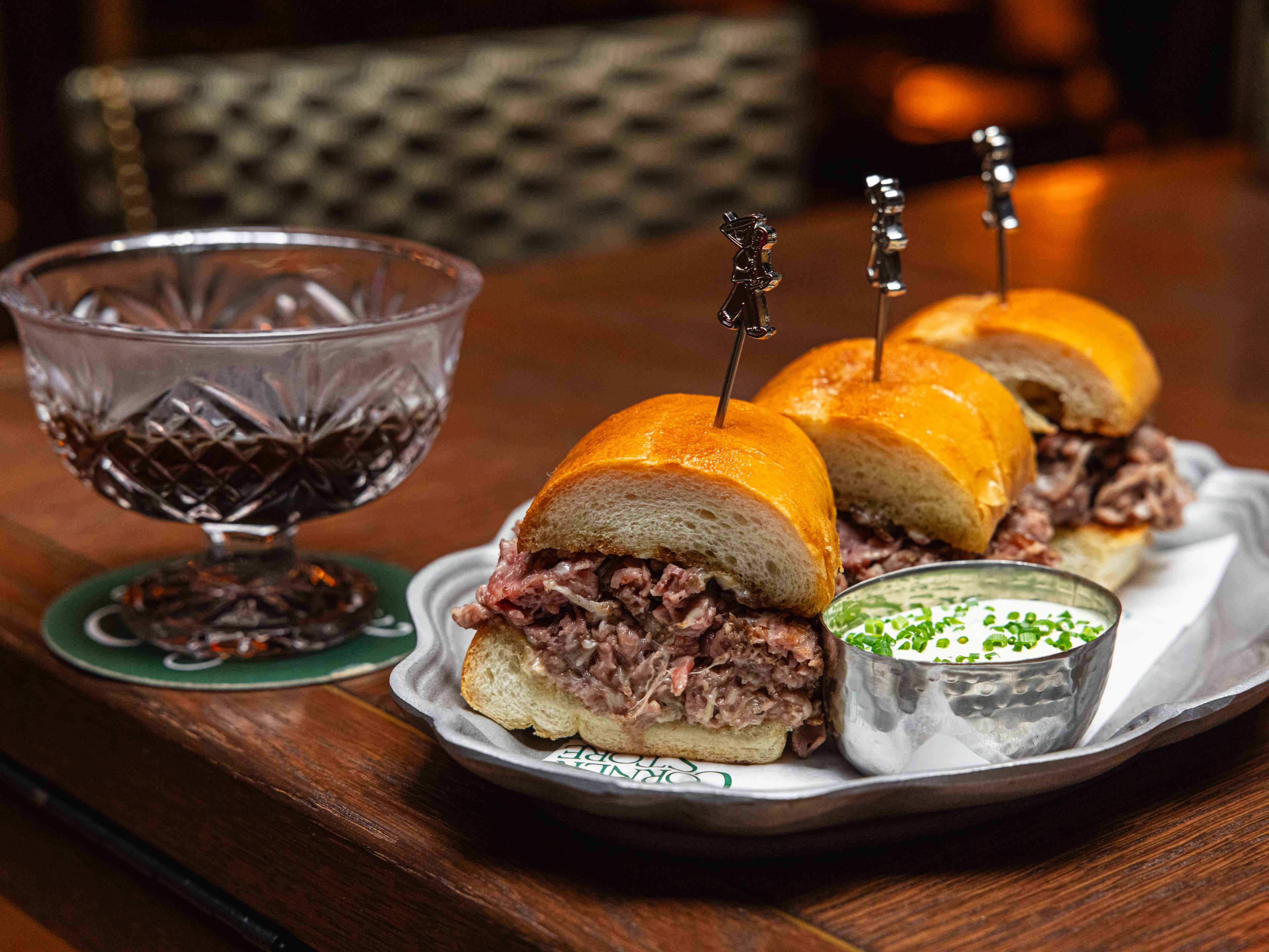 Wagyu French Dip with Steaming Au Jus Poured Tableside